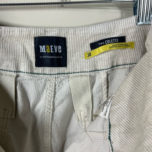 Anthropologie Maeve The Colette Corduroy Cropped Pants ivory - Picture 4 of 5